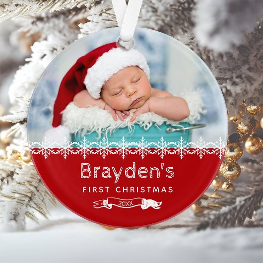 Baby's First Christmas Foto Red Ornament