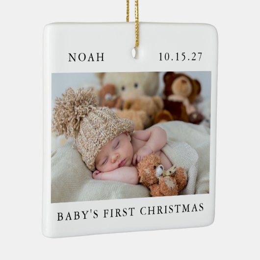 Baby's First Christmas Foto Simple Modern Keramikornament (Rechts)