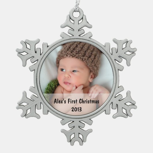 Baby's First Christmas Foto Snowflake Ornament (Vorderseite)