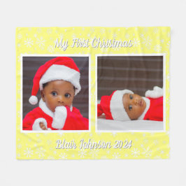Baby's First Christmas Foto Snowflakes Fleece Bla