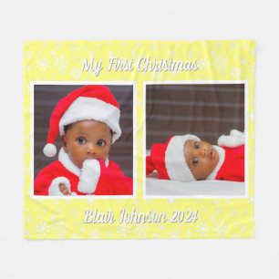 Baby's First Christmas Foto Snowflakes Fleece Bla