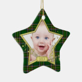 Baby's First Christmas Foto Star Irish Tartan Keramikornament (Rechts)