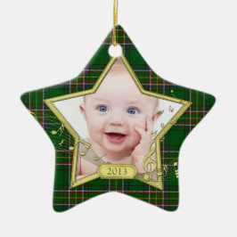 Baby's First Christmas Foto Star Irish Tartan Keramikornament