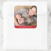 Baby's First Christmas Foto Stickers Square (Tasche)