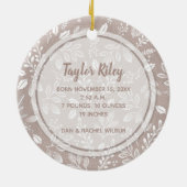 Baby's First Christmas Foto Taupe Keramik Ornament (Hinten)