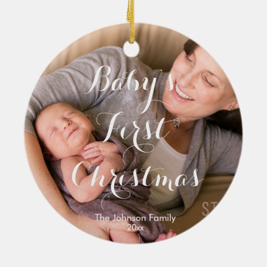 Baby's First Christmas Foto Tree Ornament (Hinten)