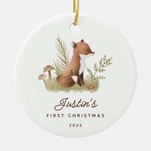 Baby's First Christmas Fox Keramik Ornament (Vorne)