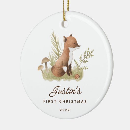 Baby's First Christmas Fox Keramik Ornament (Links)