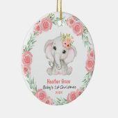 Babys First Christmas Girls Elephant Personalisier Keramik Ornament (Rechts)