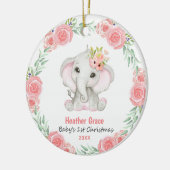 Babys First Christmas Girls Elephant Personalisier Keramik Ornament (Links)