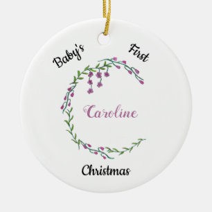 Baby's First Christmas Girly Letter C Monogram Keramik Ornament
