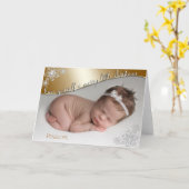 Baby's First Christmas Gold - DEIN BABY'S FOTO Karte (Gelbe Blume)