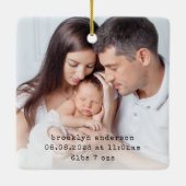 Baby's First Christmas Gold Foil Snowflake Foto Keramikornament (Rückseite)
