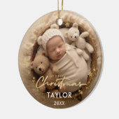 Baby's First Christmas Gold Snowflakes Baby Stats Keramik Ornament (Links)