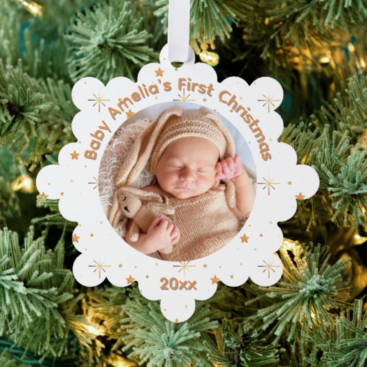 Baby's First Christmas Gold Sparkle and year Ornament Karte (Insitu (Baum))