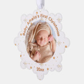 Baby's First Christmas Gold Sparkle and year Ornament Karte (Linke Ecke)