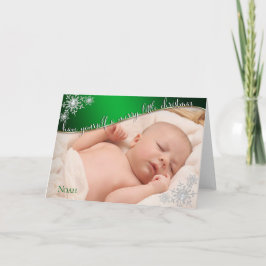 Baby's First Christmas Green - DEIN BABY'S FOTO Karte