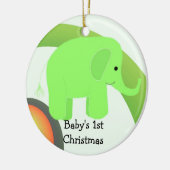 Baby's First Christmas Green Elephant Keramik Ornament (Links)
