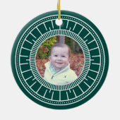 Baby's First Christmas Green & White Foto Keramik Ornament (Hinten)
