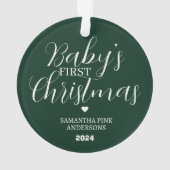 Baby's First Christmas Green Wrath Modern Elegant Ornament (Rückseite)