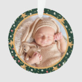 Baby's First Christmas Green Wrath Modern Elegant Ornament (Vorderseite)