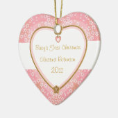 Baby's First Christmas Heart Frame Keramik Ornament (Links)