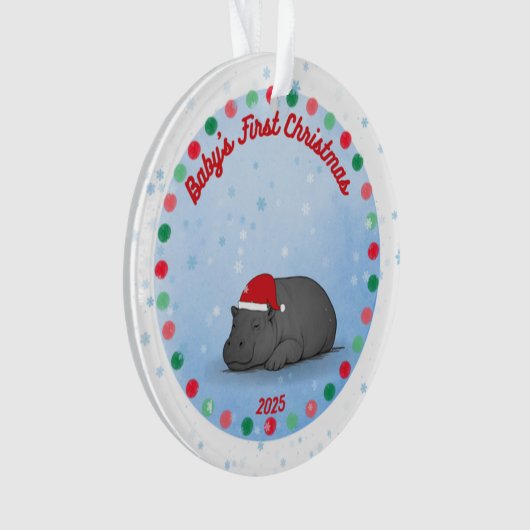 Baby's First Christmas -Hippo Acrylic Ornament (Vorderseite)