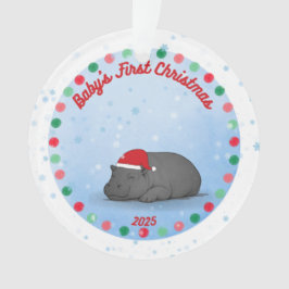 Baby's First Christmas -Hippo Acrylic Ornament