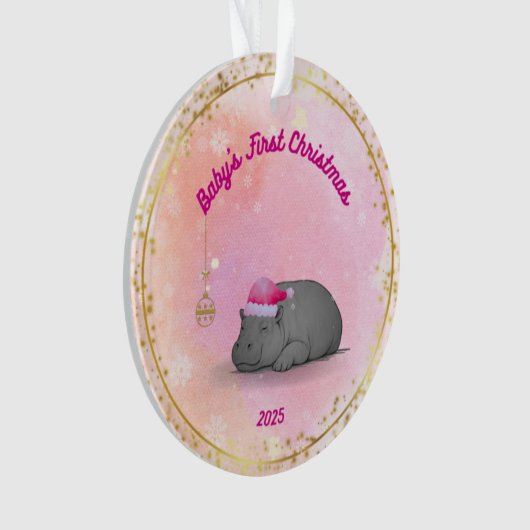 Baby's First Christmas-Hippo Ornament-Customizable Ornament (Vorderseite)