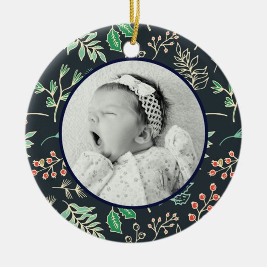 Babys First Christmas Holiday Pattern Ornament (Vorne)