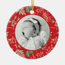 Babys First Christmas Holiday Pattern Ornament
