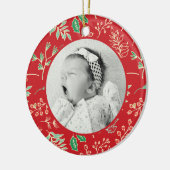 Babys First Christmas Holiday Pattern Ornament (Links)