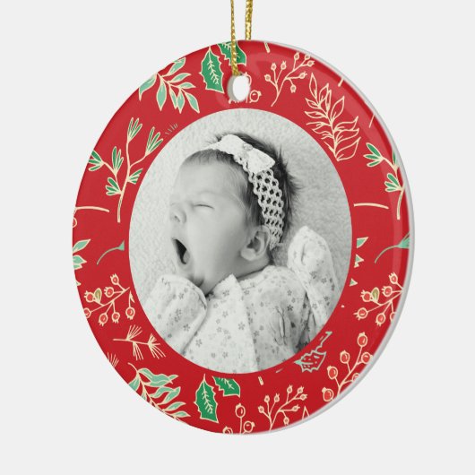 Babys First Christmas Holiday Pattern Ornament (Links)