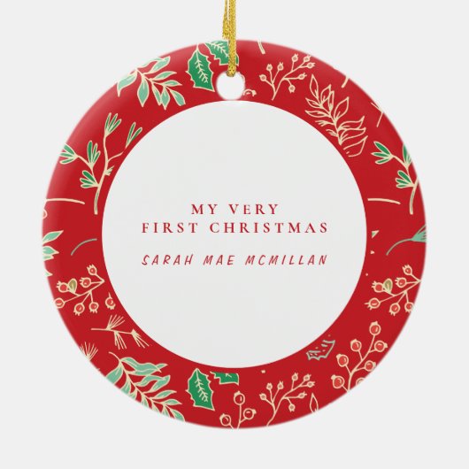 Babys First Christmas Holiday Pattern Ornament (Hinten)