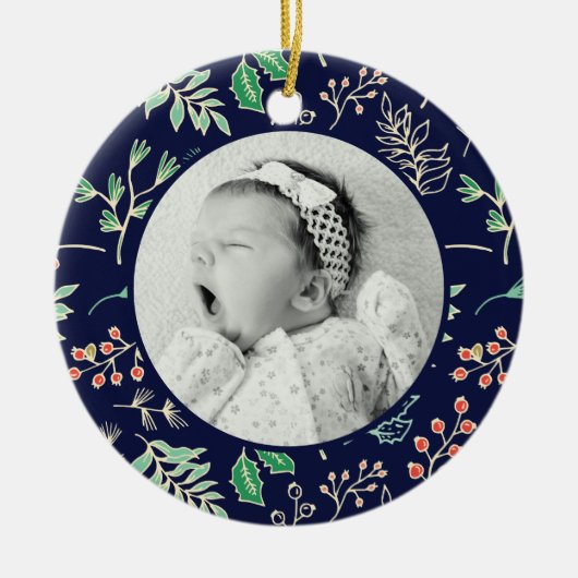 Babys First Christmas Holiday Pattern Ornament (Vorne)