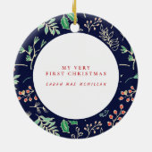 Babys First Christmas Holiday Pattern Ornament (Hinten)