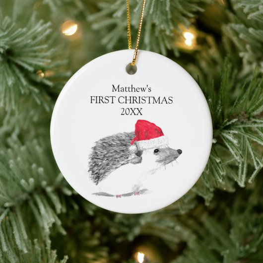 Baby's First Christmas Igel Forest Boy Keramik Ornament (Baum)