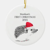 Baby's First Christmas Igel Forest Boy Keramik Ornament (Vorne)