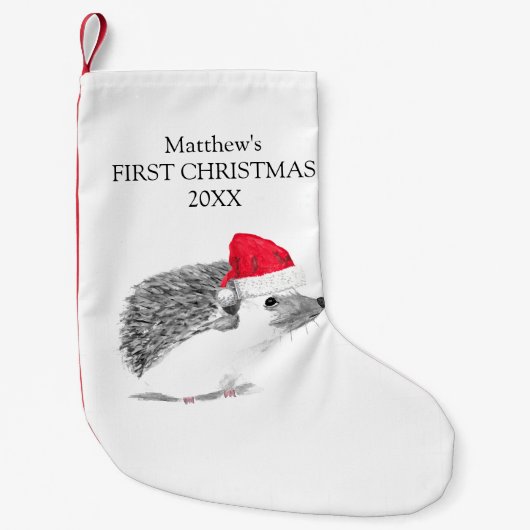 Baby's First Christmas Igel Forest Boy Kleiner Weihnachtsstrumpf (Vorderseite)