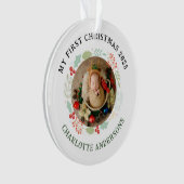 Baby's First Christmas Individuelle Name 2 Foto Ornament (Vorderseite)