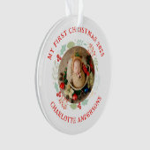 Baby's First Christmas Individuelle Name 2 Foto Ornament (Vorderseite)