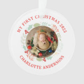 Baby's First Christmas Individuelle Name 2 Foto Ornament (Vorderseite)