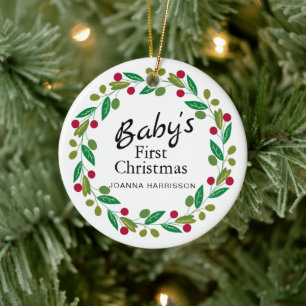 Baby's First Christmas Individuelle Name Foto Keramik Ornament