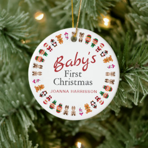 Baby's First Christmas Individuelle Name Foto Keramik Ornament