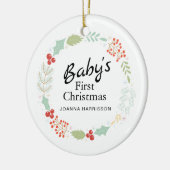 Baby's First Christmas Individuelle Name Foto Keramik Ornament (Links)