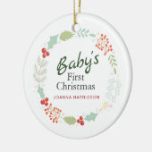 Baby's First Christmas Individuelle Name Foto Keramik Ornament (Links)