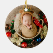 Baby's First Christmas Individuelle Name Foto Keramik Ornament (Hinten)