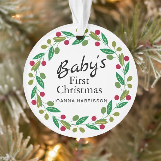 Baby's First Christmas Individuelle Name Foto Ornament (Baum)
