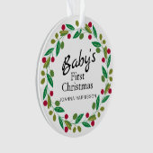 Baby's First Christmas Individuelle Name Foto Ornament (Vorderseite)
