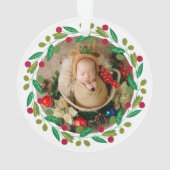 Baby's First Christmas Individuelle Name Foto Ornament (Rückseite)